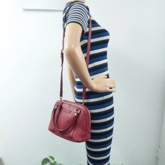 GUCCI Dome Red GG Leather Satchel 380-020125 - Picture 12 of 12